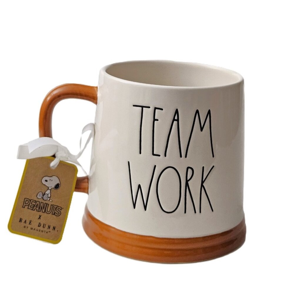 Peanuts X Rae Dunn Ceramic Mug – “Team Work” – NWT